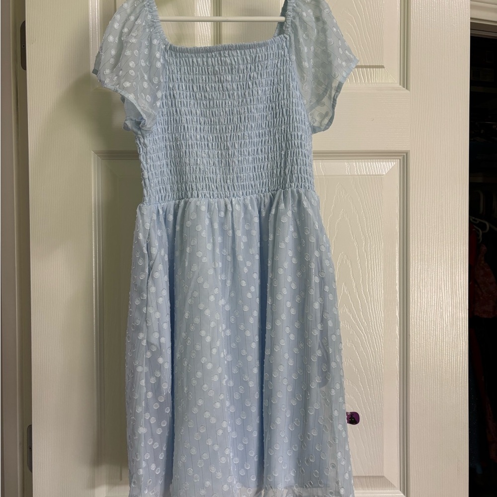 Speechless Light Blue Polka Dot Kids Dress